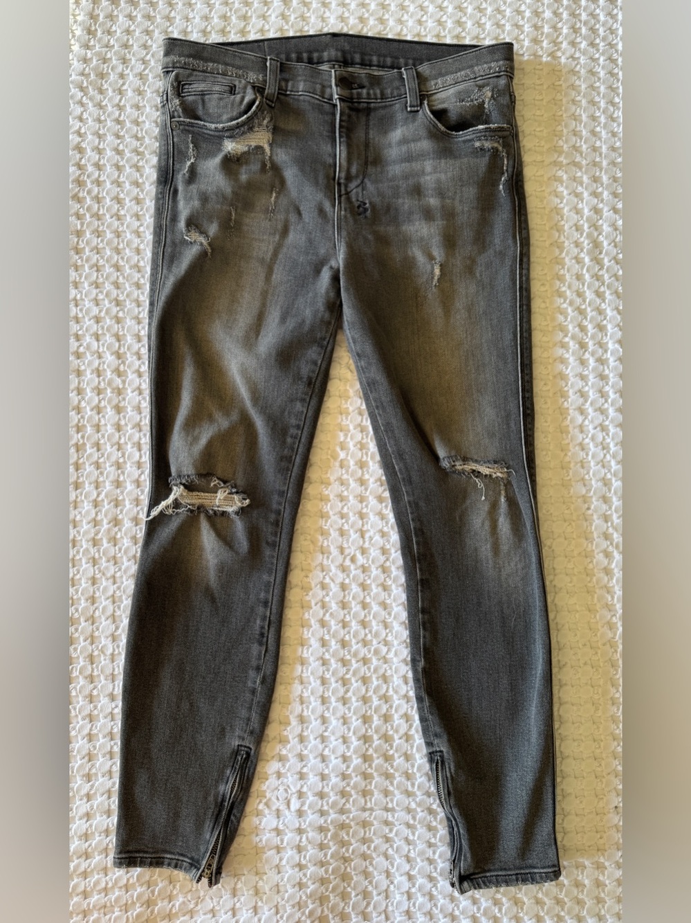 Ksubi Spray On Hell Cat Ripped Jeans Women’s 30 Carbon Black Skinny Zip Ankle‎ - Picture 2 of 11